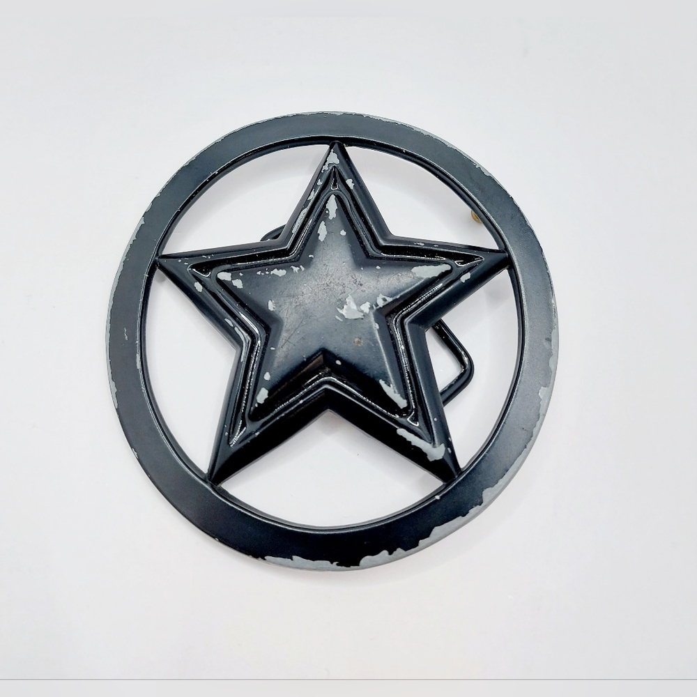 Black Vintage Y2K Famous Star and Straps Belt Buckle Fashion‎